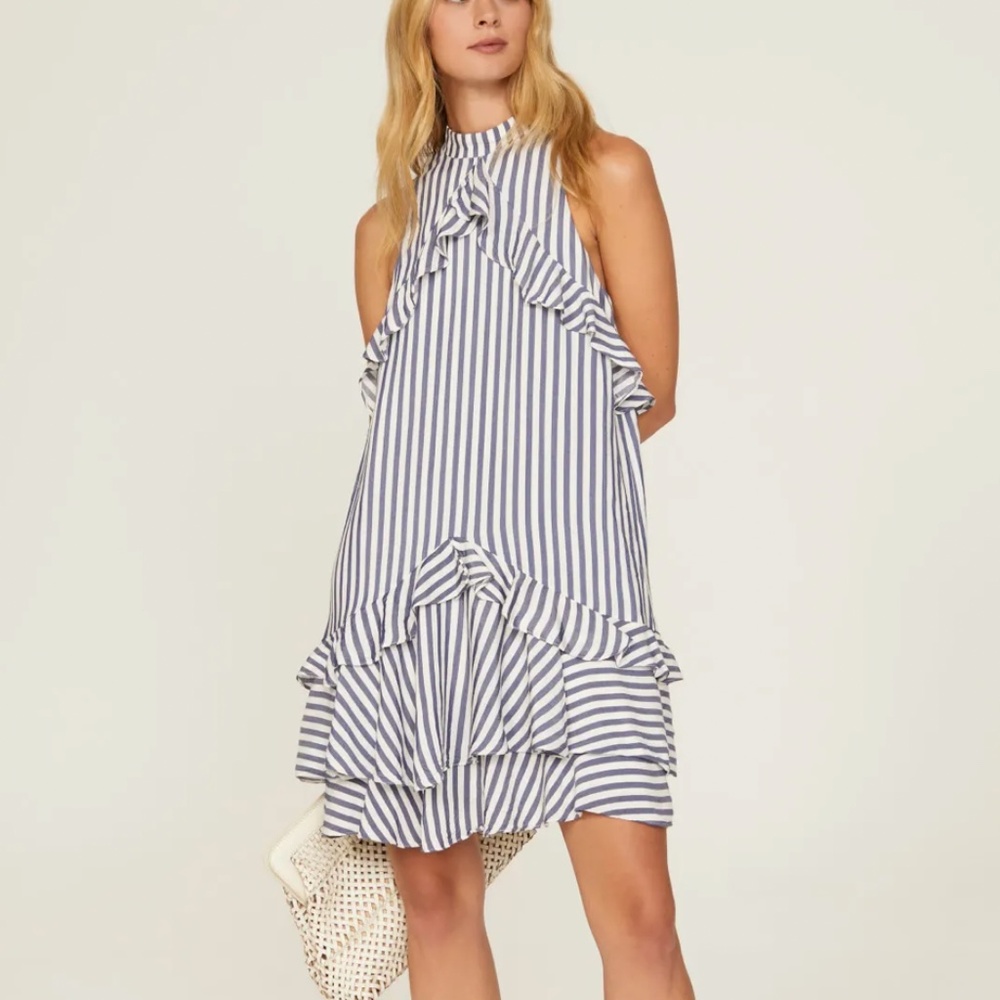 Nicole Miller Sailor Stripe Ruffle dress